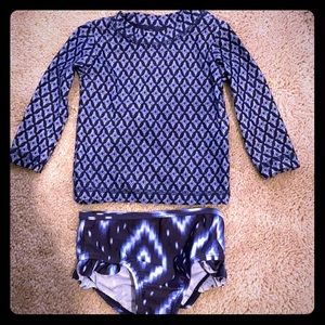 Baby 2 piece bathing suit. Blue. Size 6 months